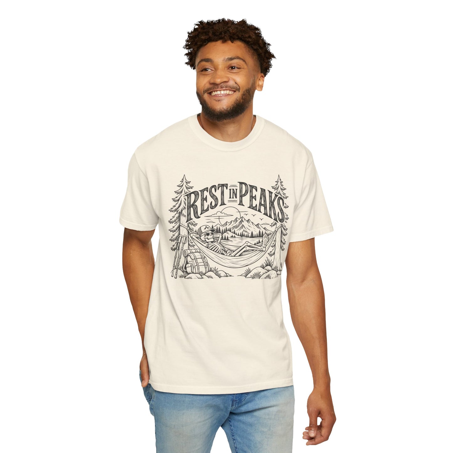 Rest in Peaks Skeleton Hiking T-Shirt
