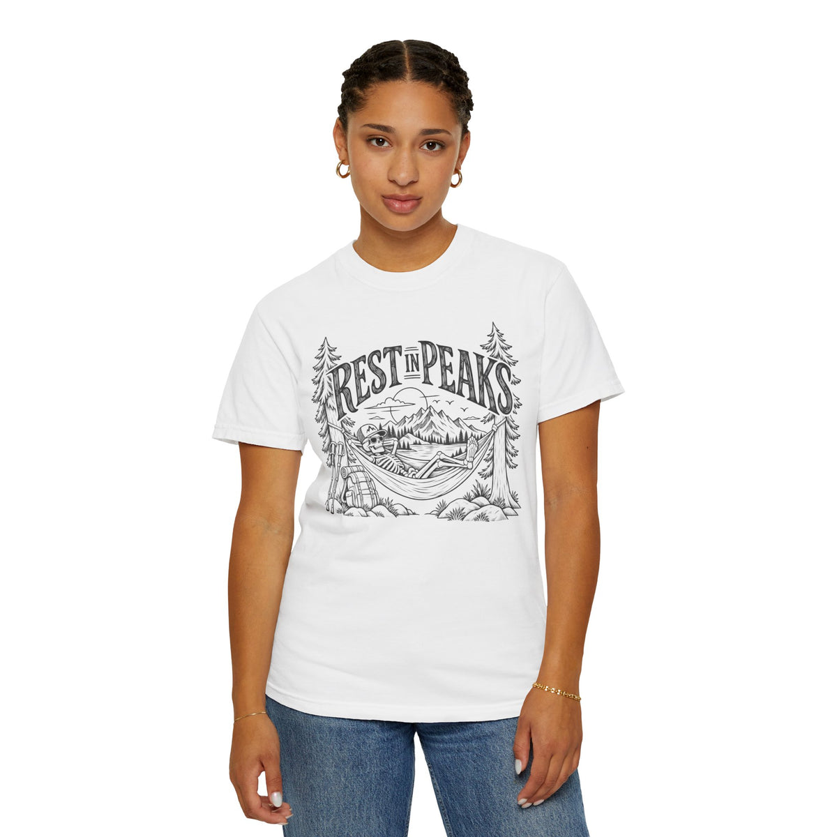 Rest in Peaks Skeleton Hiking T-Shirt