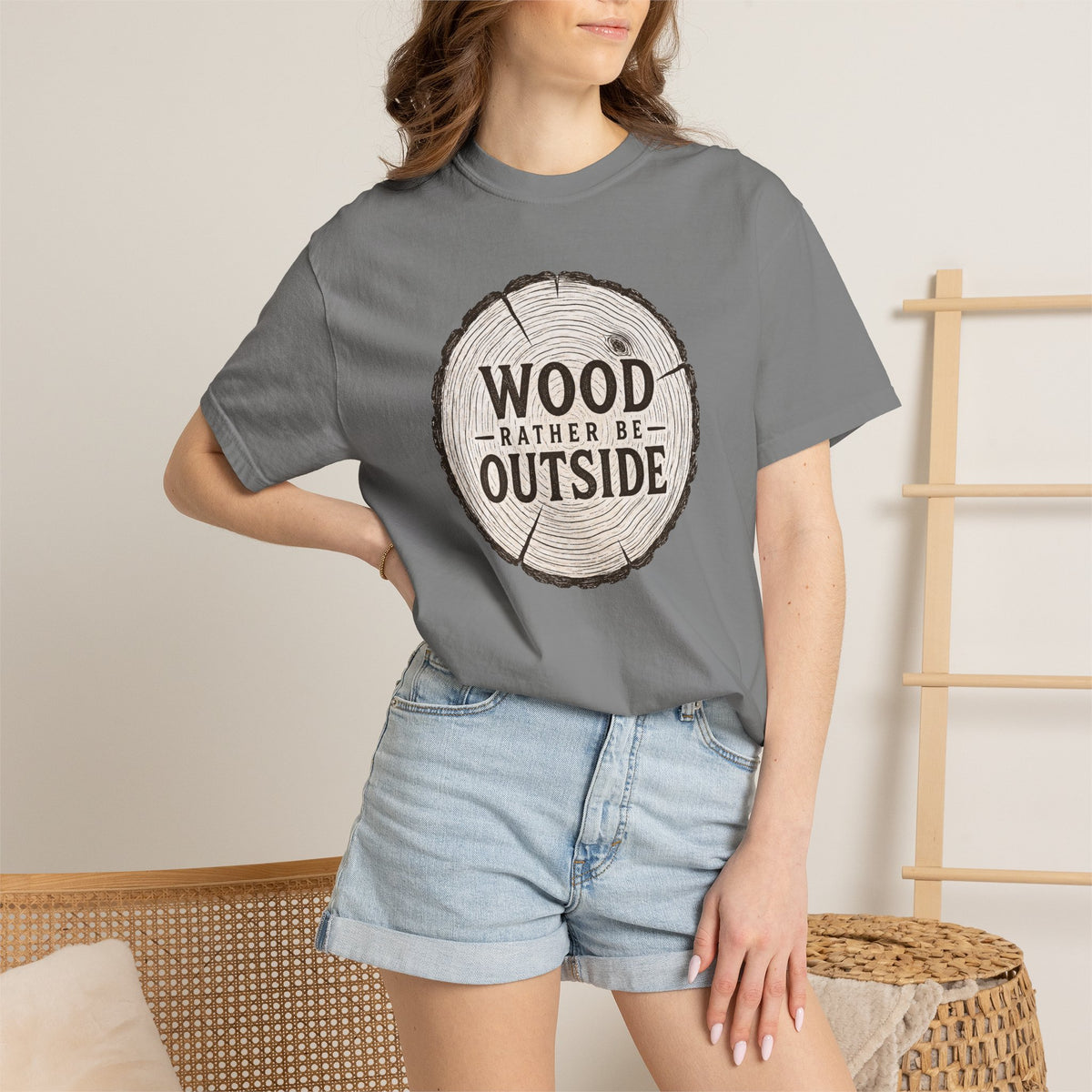 Wood Rather Be Outside — Funny Outdoor T-Shirt