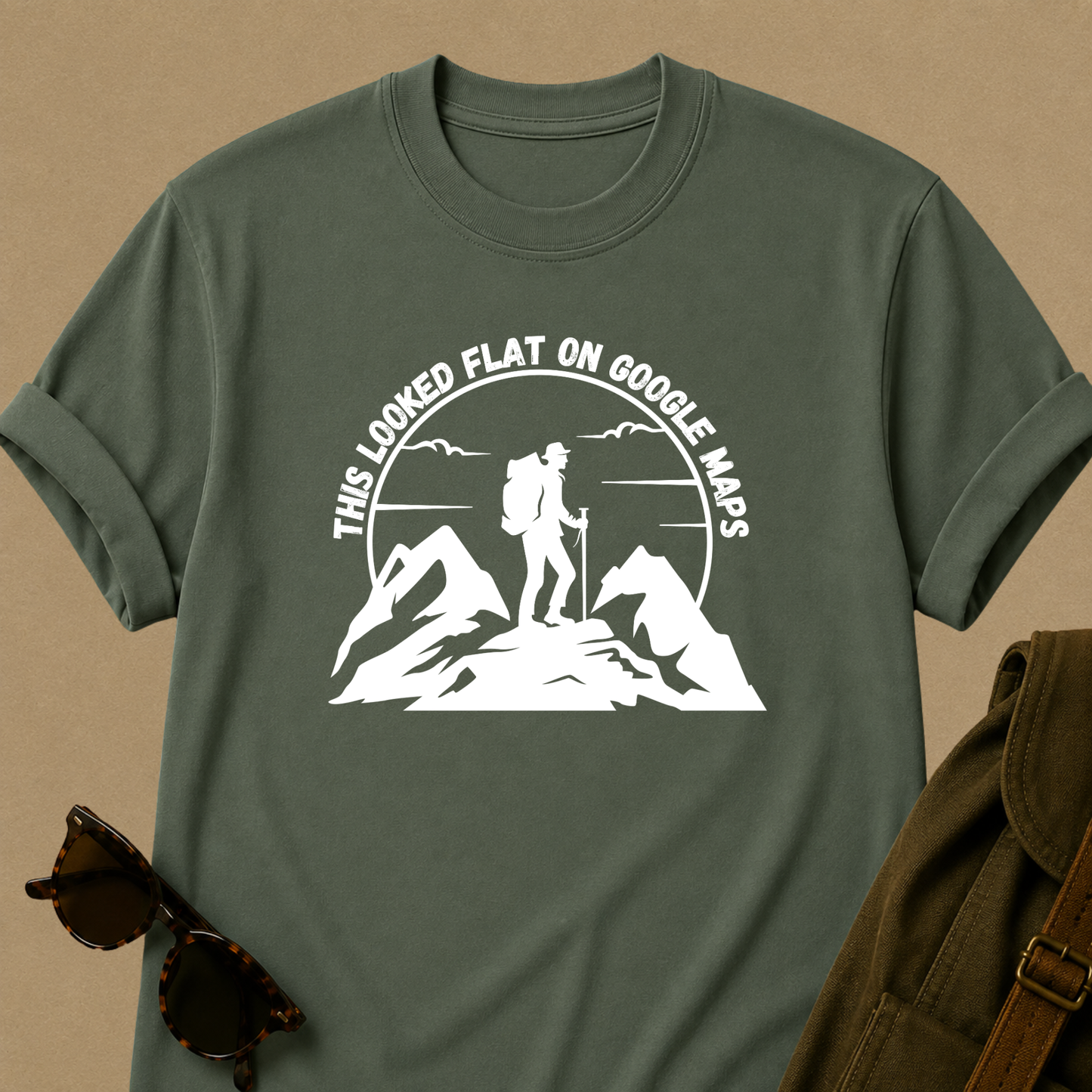 Hiker Graphic Tee — "This Looked Flat on Google Maps" Adventure T-Shirt