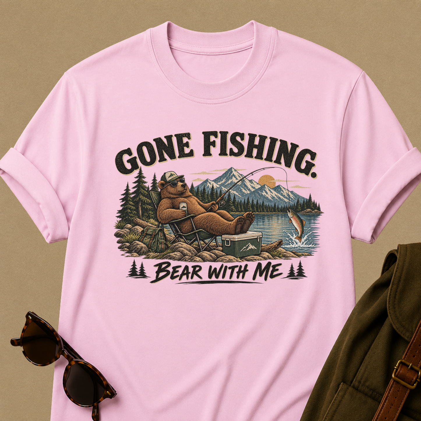 Gone Fishing, Bear With Me — Funny Fishing T-Shirt
