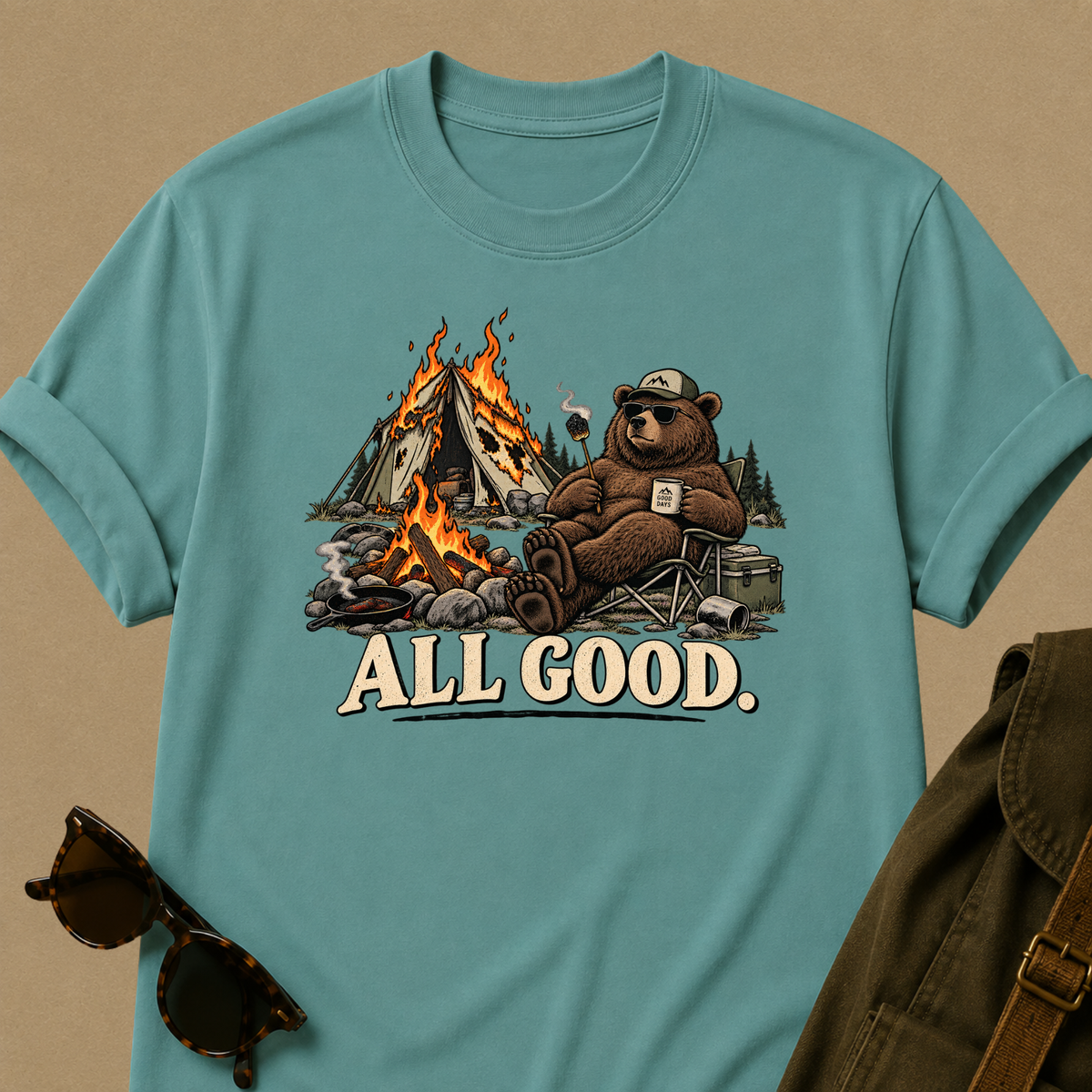 All Good Camping Bear T-Shirt