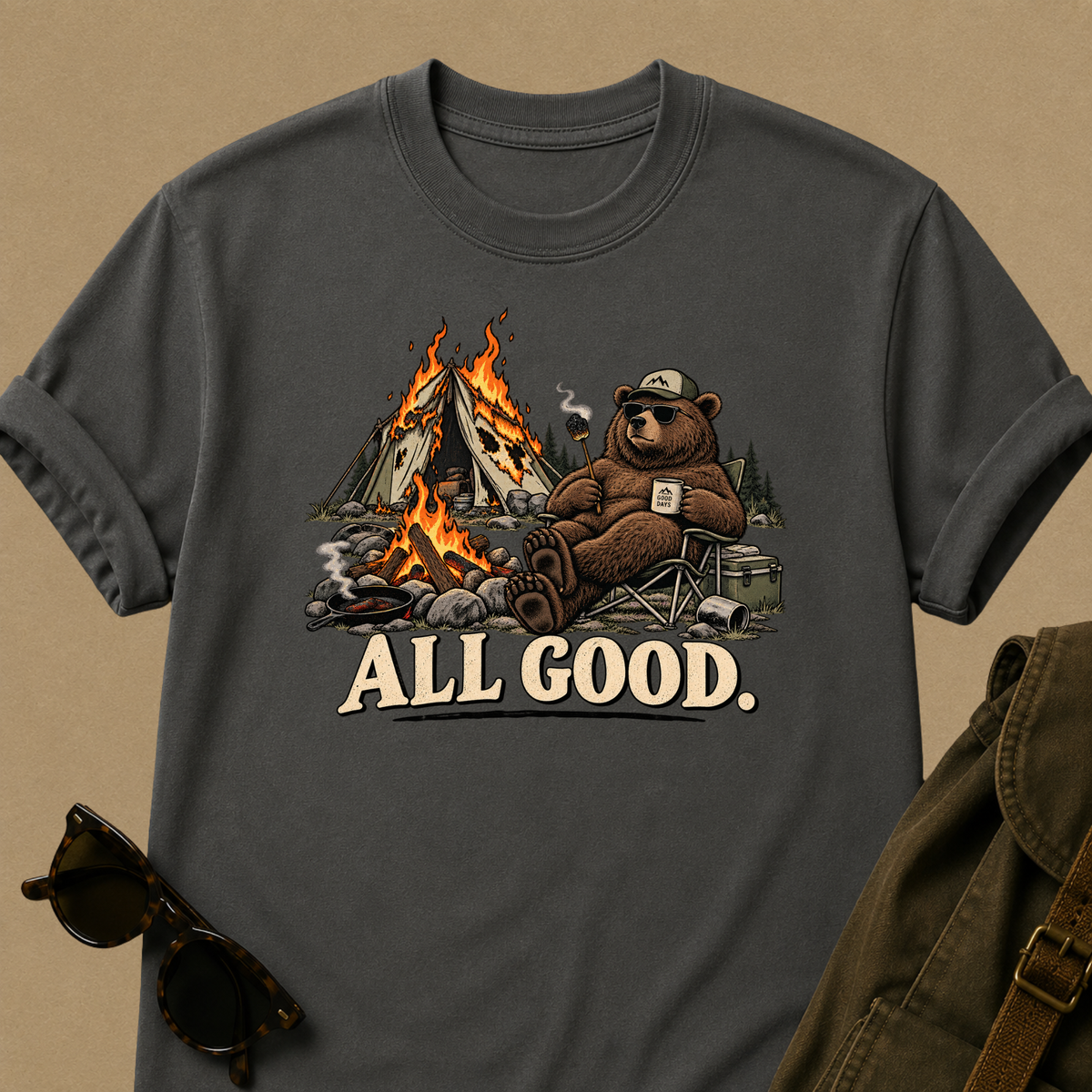 All Good Camping Bear T-Shirt
