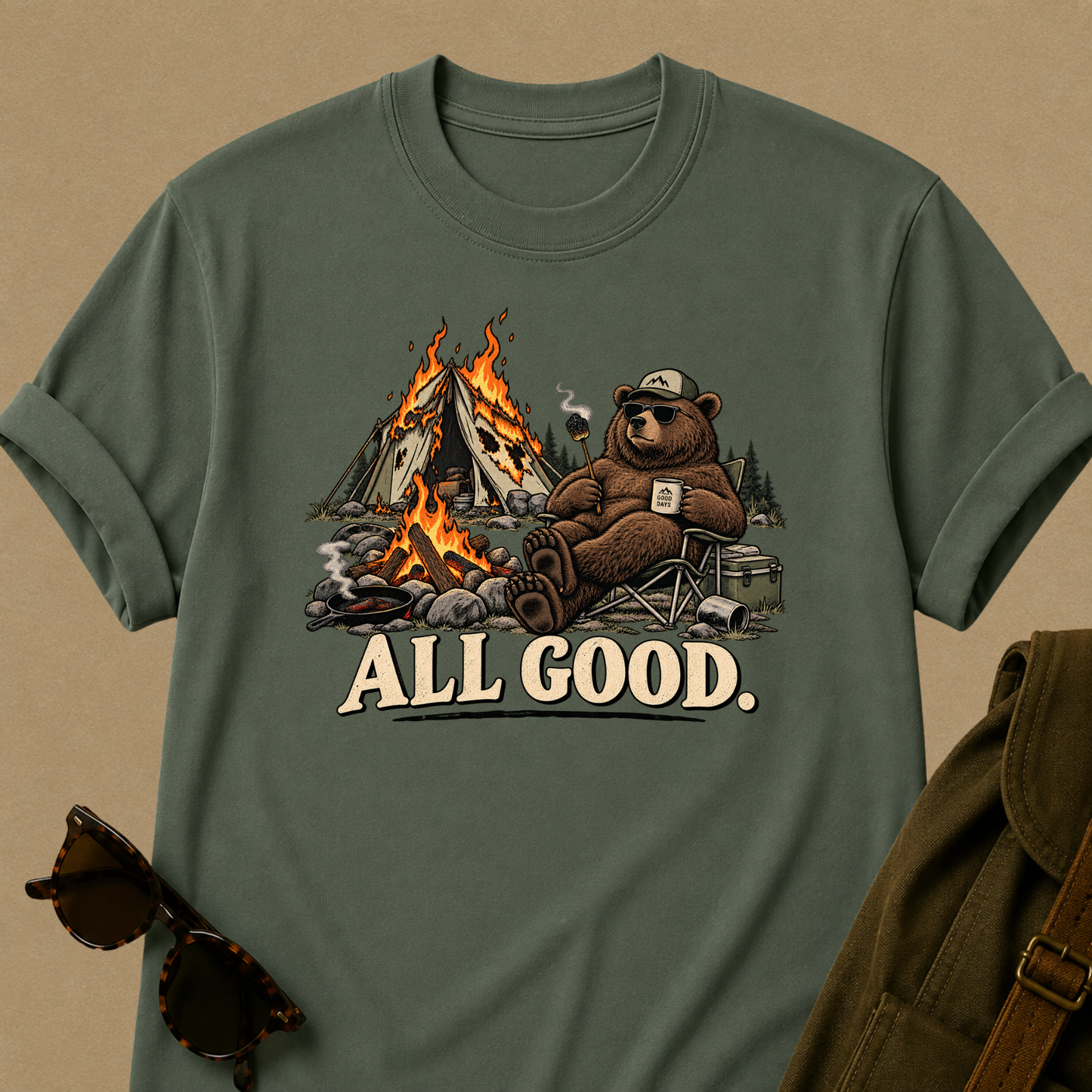 All Good Camping Bear T-Shirt
