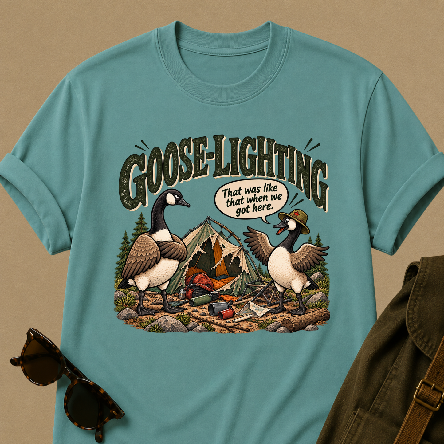 Goose-Lighting Camping T-Shirt