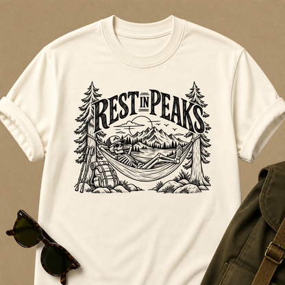 Rest in Peaks Skeleton Hiking T-Shirt