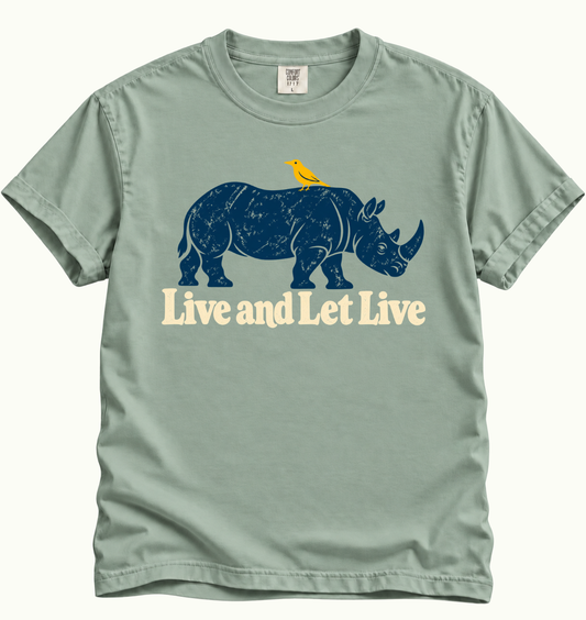 Live and Let Live Rhino T-Shirt