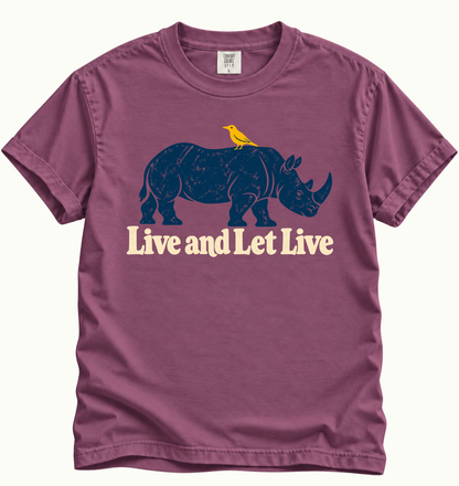 Live and Let Live Rhino T-Shirt