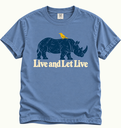 Live and Let Live Rhino T-Shirt
