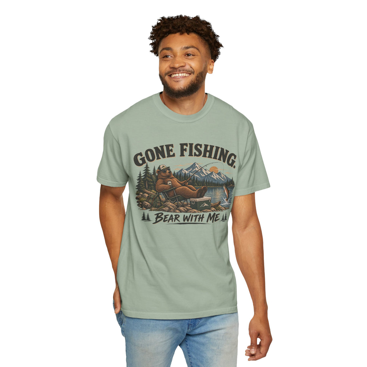 Gone Fishing, Bear With Me — Funny Fishing T-Shirt